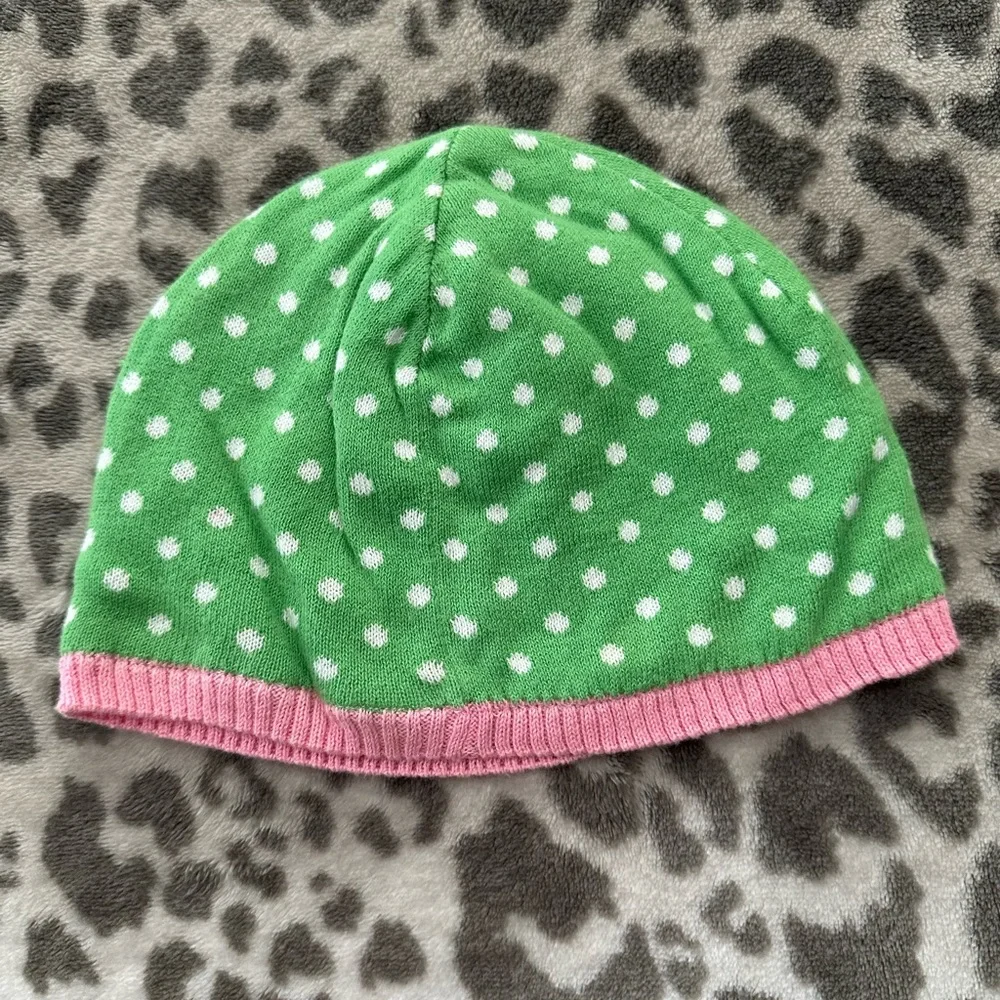 2008 babyGap  Lightweight Polka Dot Hat in Green White & Pink Size 18-24 months